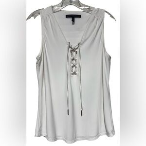 White House Black Market Matte Jersey Lace Up Tank In Cream - Women's Size S